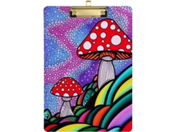 Prancheta De Enfermagem Com Desenho Fofo Cogumelo Arco Íris Feito À Mão, Prancheta Acrílica, Material Escolar