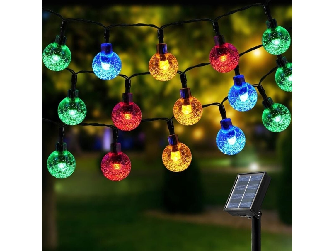 Guirlanda Solar Com 100 Leds,12 Metros,bolas De Cristal,8 Modos,impermeável,para Jardim,varanda,casamentos E Festas Btforus