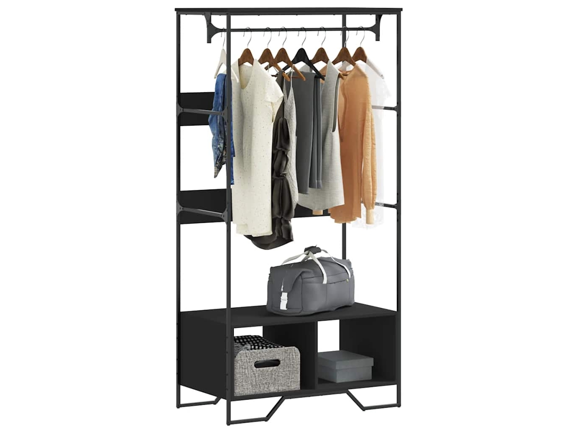 Vidaxl Roupeiro 90x50x180 Cm Derivados De Madeira Preto