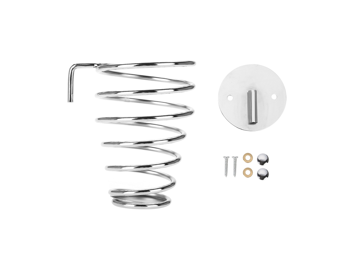 Suporte de parede em espiral para secador de cabelo em aço inoxidável 2026