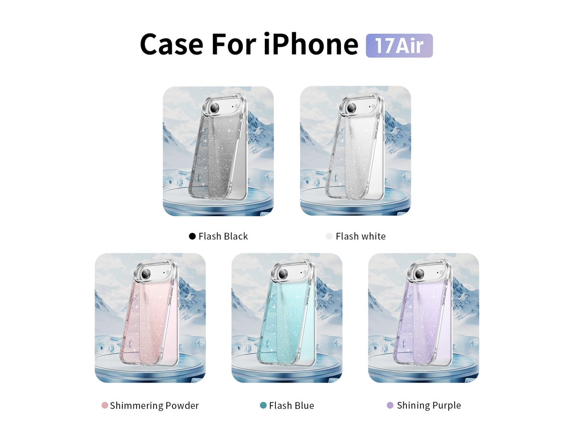 Capa Rígida Anti-queda Para Celular Compatível Com Iphone 13, Prata Transparente Com Glitter
