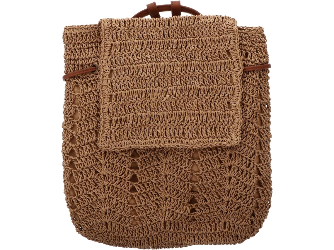 Bolsa Transversal Leve Em Palha Trançada, Marrom Claro, Versátil Para Mulheres E Passeios.