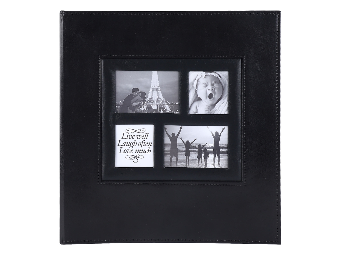 Álbum de fotos Baok em couro PU com 500 bolsos internos para cartões e pen drives de 10x15 cm, preto.