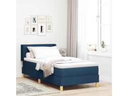 Vidaxl Cama Box Com Colchão Com Cabeceira Azul 200 X 100 Cm Tecido