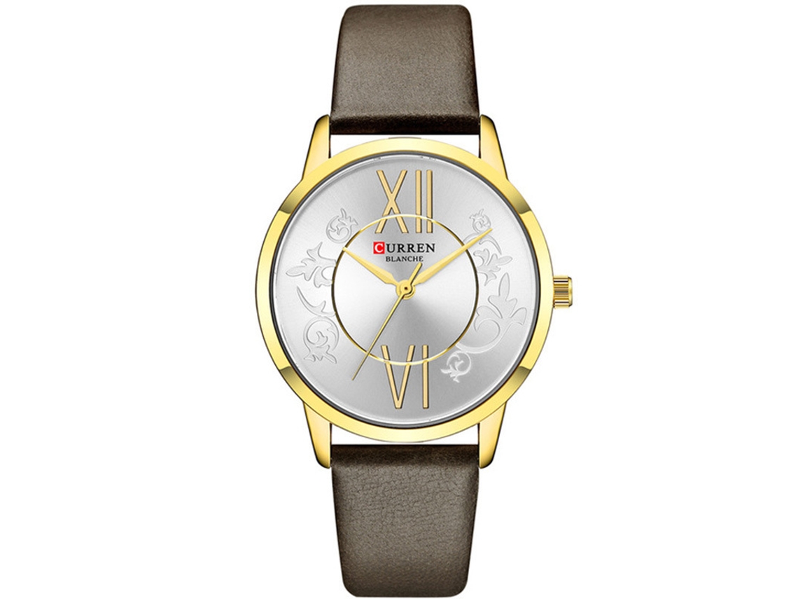 Relógio Feminino Com Pulseira Redonda De Couro, À Prova D'água, Relógio De Pulso Feminino Em Couro Estampado