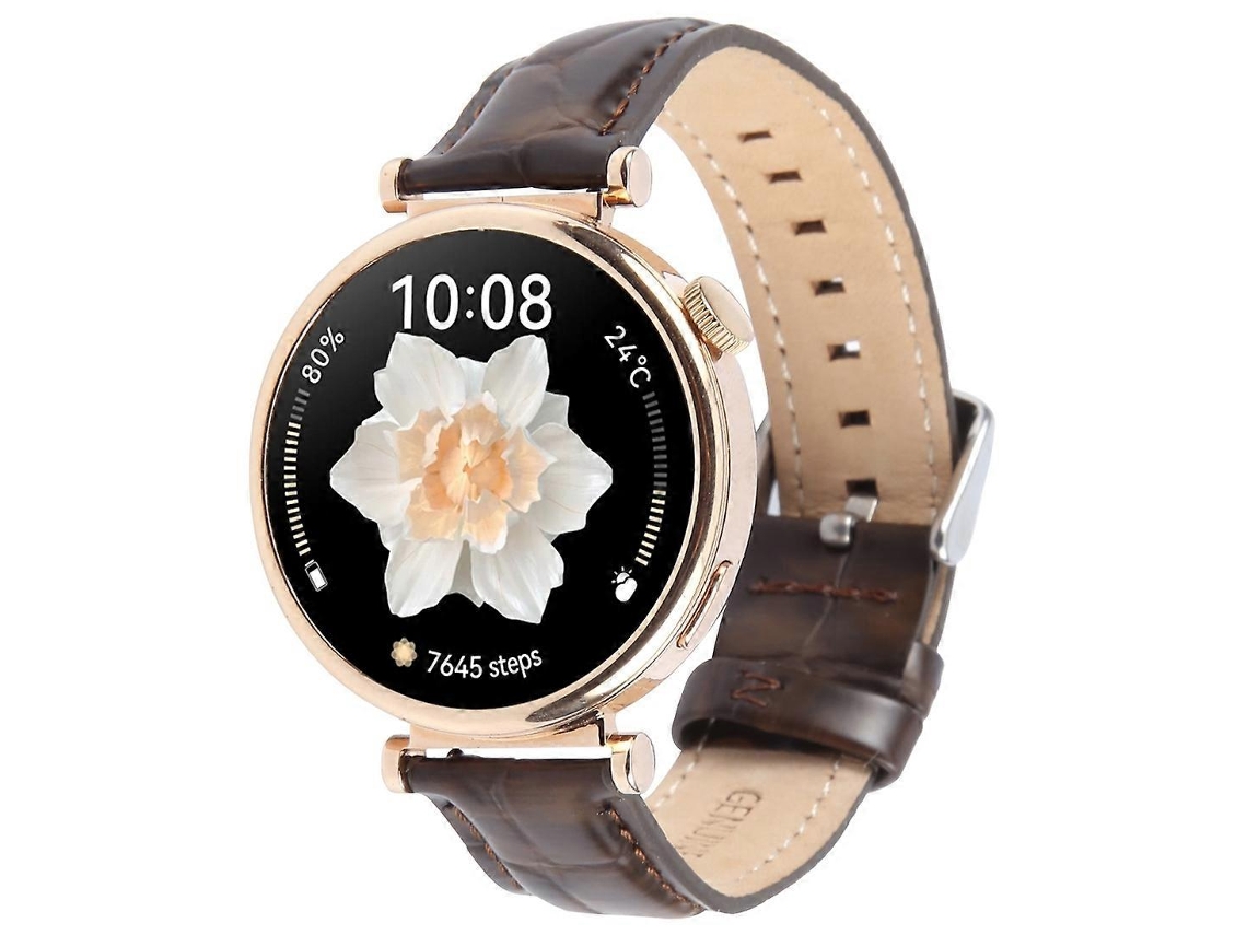 Pulseira De Couro Com Fivela De Aço Prateado