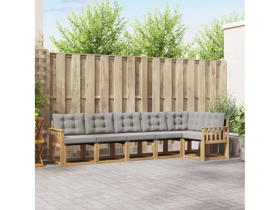 Vidaxl Conjunto De Sofás Para Exterior 6 Pcs Branco E Cinzento-claro