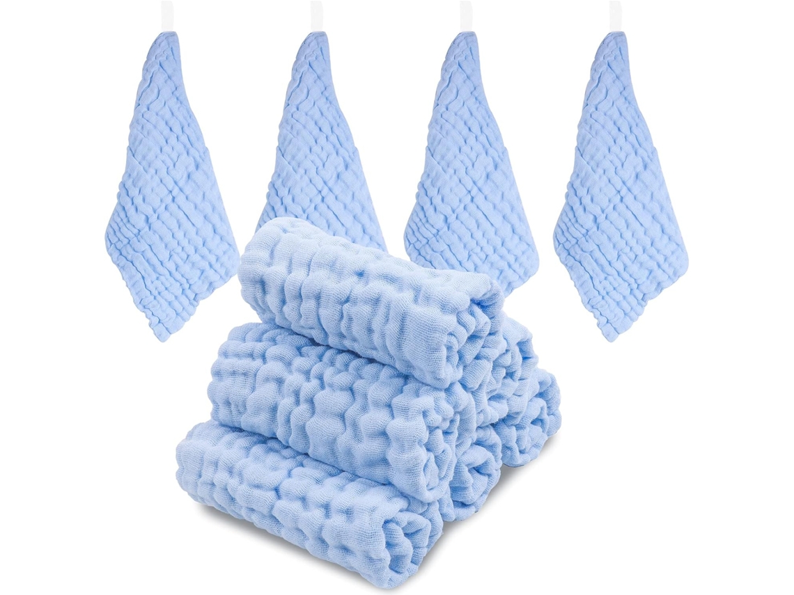 Conjunto de 10 Toalhas de Musselina Reutilizáveis para Bebês 100% Algodão Orgânico AQUAFORGE