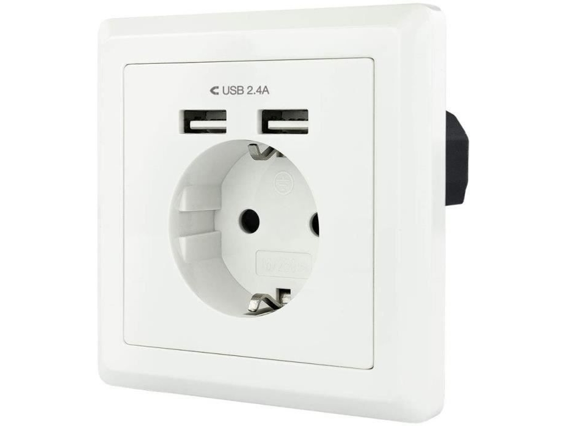 Tomada de Parede Nanocable Schuko com 2 Usb BRILVIBERA