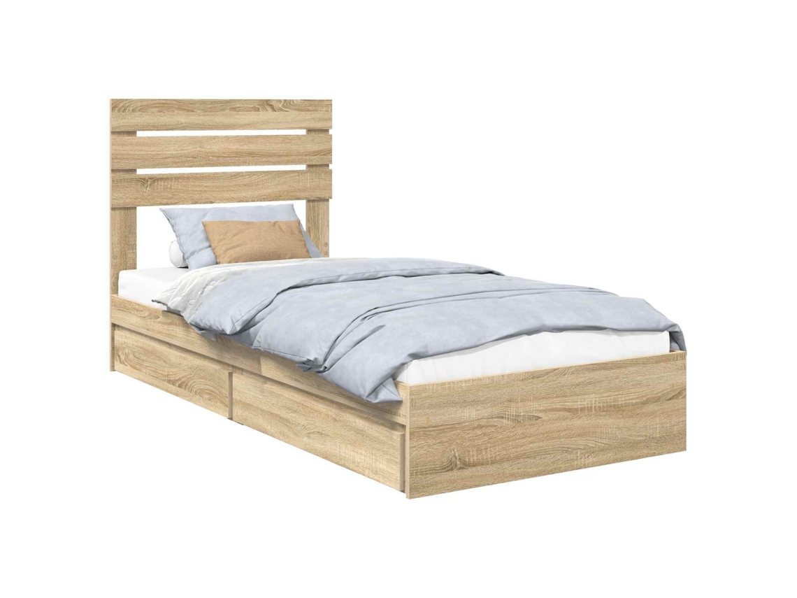 Cama com Armazenamento com Gaveta Carvalho Sonoma 100x200 cm MAISON EXCLUSIVE
