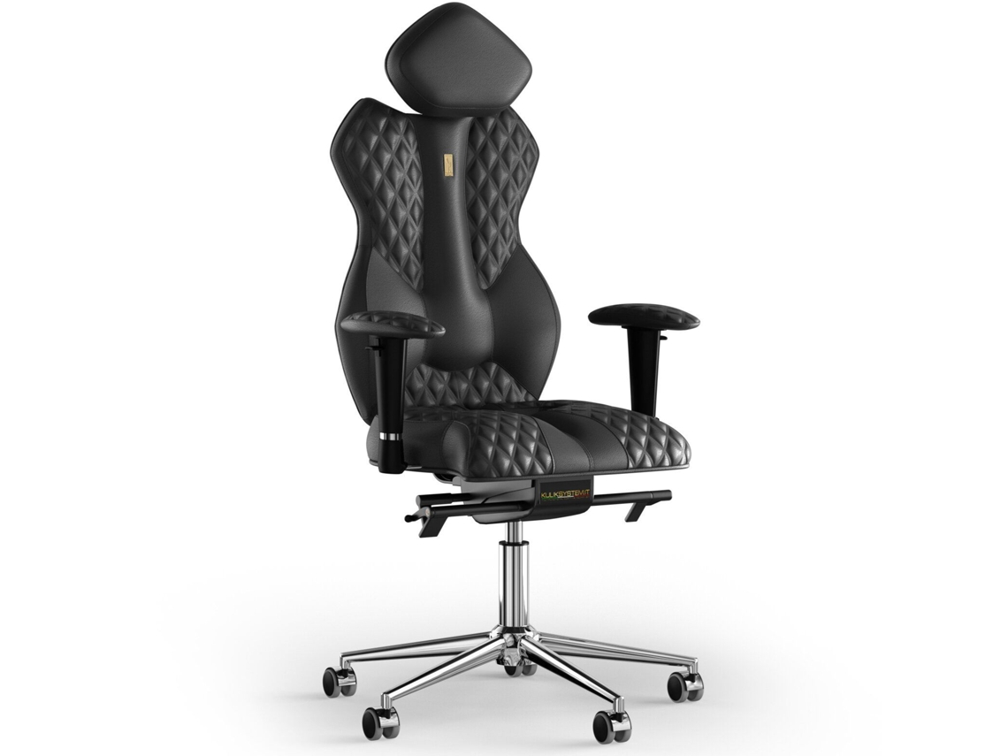 Cadeira de Escritório Ergonómica KULIK Royal Stitching Couro (Preto -130x50x50cm)