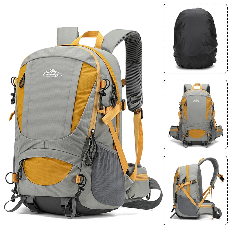 Mochila De Caminhada Leve E Impermeável De 30 Litros (amarela, 15 Polegadas), Com Vários Bolsos.