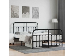 Vidaxl Estrutura De Cama Com Cabeceira E Pés 140x200 Cm Metal Preto