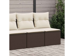 Vidaxl 2 Pcs Conj. Sofás Jardim C/ Almofadões Vime Pe/acácia Castanho
