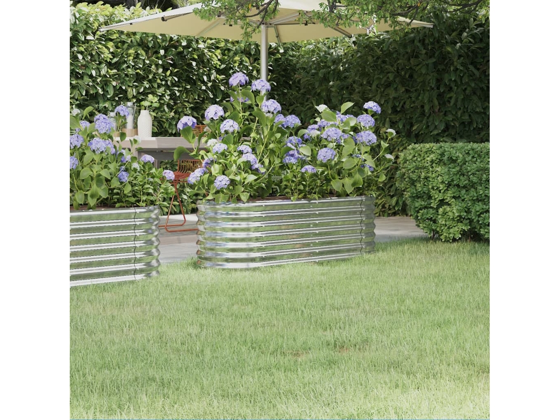 Vidaxl Canteiro Elevado Jardim 114x40x36cm Aço Galvanizado Prateado