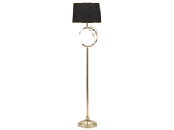 Luminária De Chão Bruxelles Glam 160cm - Luminária De Chão Em Metal Preto E Dourado Com Decorações Florais Geométricas E Cúpula De Tecido - 40w E27