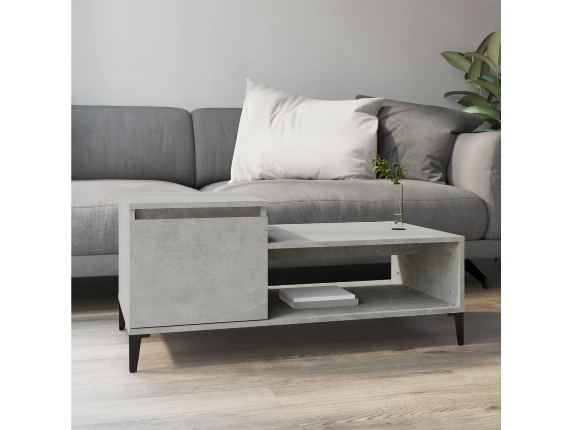 Vidaxl Mesa De Centro 100x50x45 Cm Derivados Madeira Cinzento Cimento