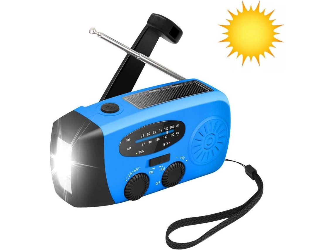 Rádio de Emergência AQUAFORGE com manivela, am/fm, bateria externa de 2000mah, lanterna led, sos
