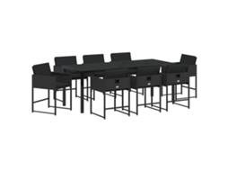 Conjunto 9 Conjunto De Jantar Moderno Vidaxl Preto Vime Pe (200 X 80 X 73 Cm)