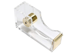 Dispensador de Fita Adesiva em Acrílico Transparente, Cortador Fita, Material Escritório, Antiderrapante, F Ácil Usar, 12 X 6,5 3,5 Cm, GOKOCO