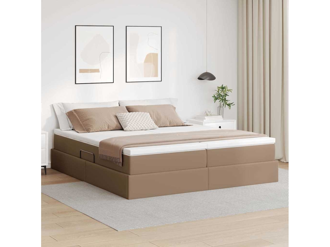 Vidaxl Cama com Arrumação e Colchão Cappuccino 180 X 200 Cm