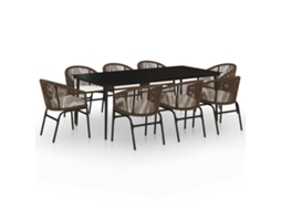 Garden Dining Set, Garden Dining Sets Vidaxl Marrom Pvc (mesa Com 200 Cm De Comprimento)