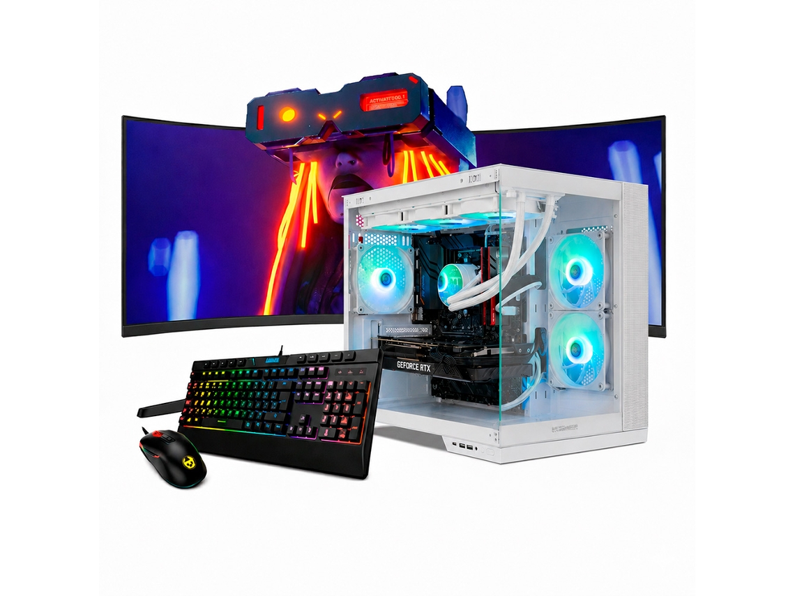 Desktop Gaming Intel I9 14900kf / 9070 / 16gb Ram / 1tb Ssd / Windows 11 Pro / Monitor Curvo 34” Qhd 165hz / Astraneo Blanco