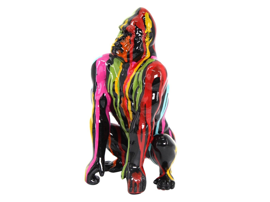 Figura Gorilla Grafiti e Várias Resina 23X12X13Cm Multicolor