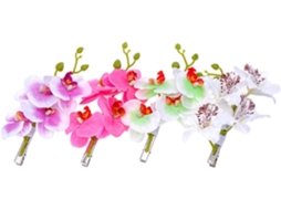 Conjunto De 4 Presilhas De Cabelo De Tecido Com Orquídeas Artificiais Multicoloridas, Acessórios Para Cabelo.