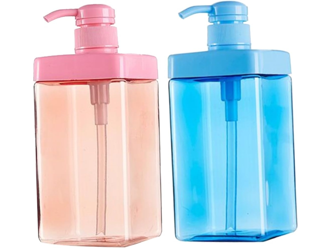 Frasco De Plástico Com Bomba Dosadora Para Gel De Banho, Frasco Recarregável Para Shampoo, Recipiente Para Líquidos (2 Peças)