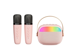 Mini Máquina De Karaokê Para Crianças E Adultos Alto Falante Bluetooth Com 2 Microfones Sem Fio E Luzes Led Festa Em Casa Para Meninas Meni Yizhood