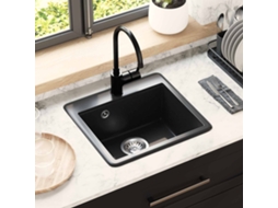 Vidaxl Pia 80% Quartzo E 20% Resina 470 X 440 Mm Preto