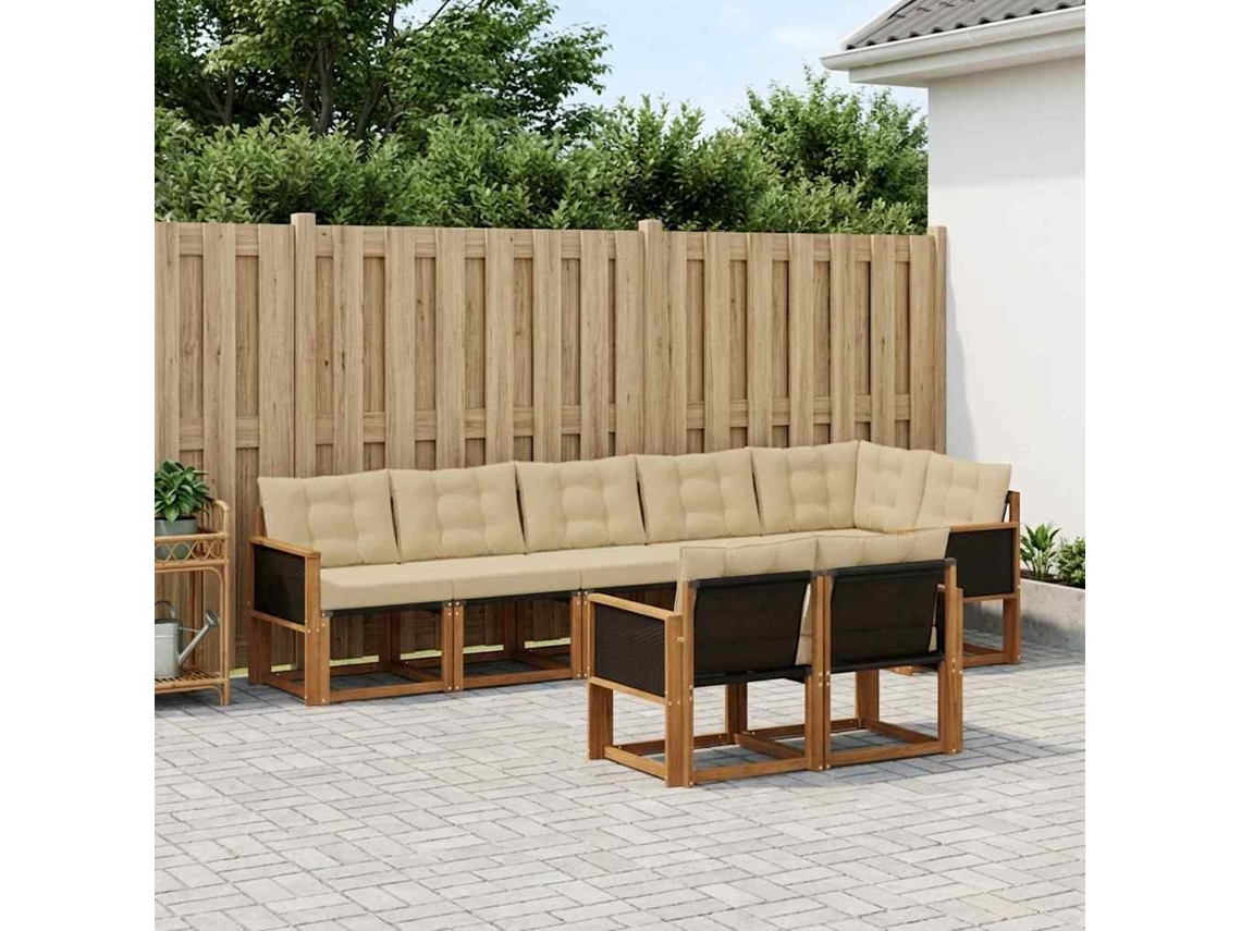 Vidaxl Conjunto De Sofás Para Exterior 8 Pcs Natural E Bege