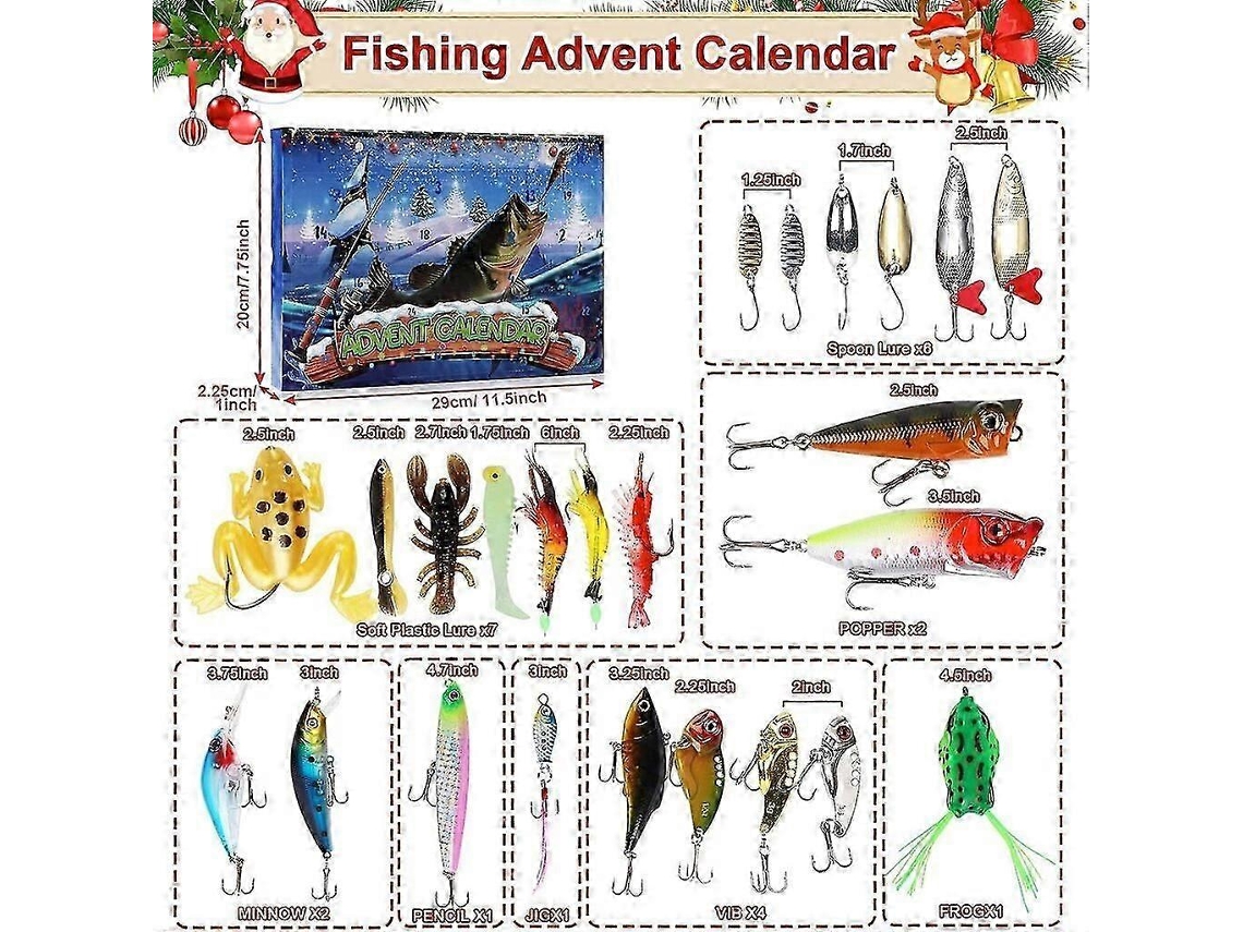 Calendário De Advento De Pesca Com 24 Dias E Acessórios