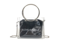 Bolsa Transparente 2 em 1 com corrente removível, argola, fecho giratório