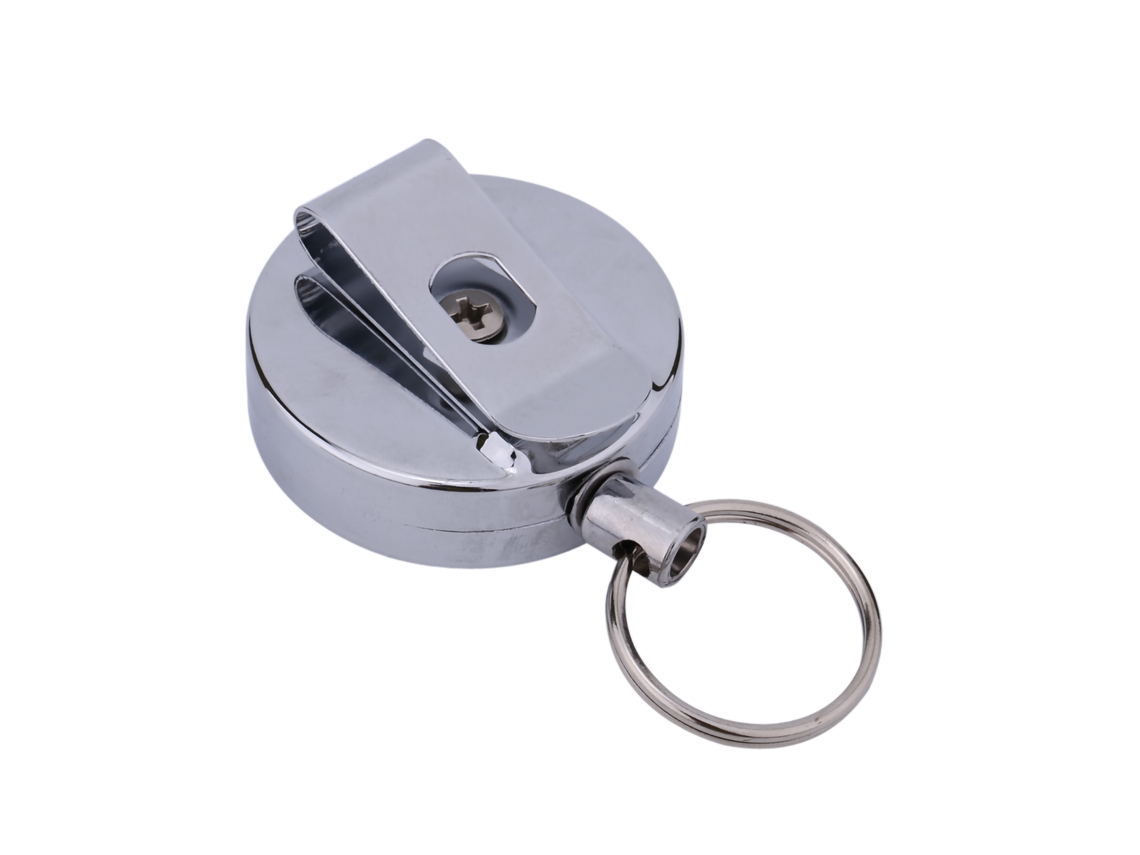 Porta chaves com Corrente Retrátil 60cm e Clip de Cinto