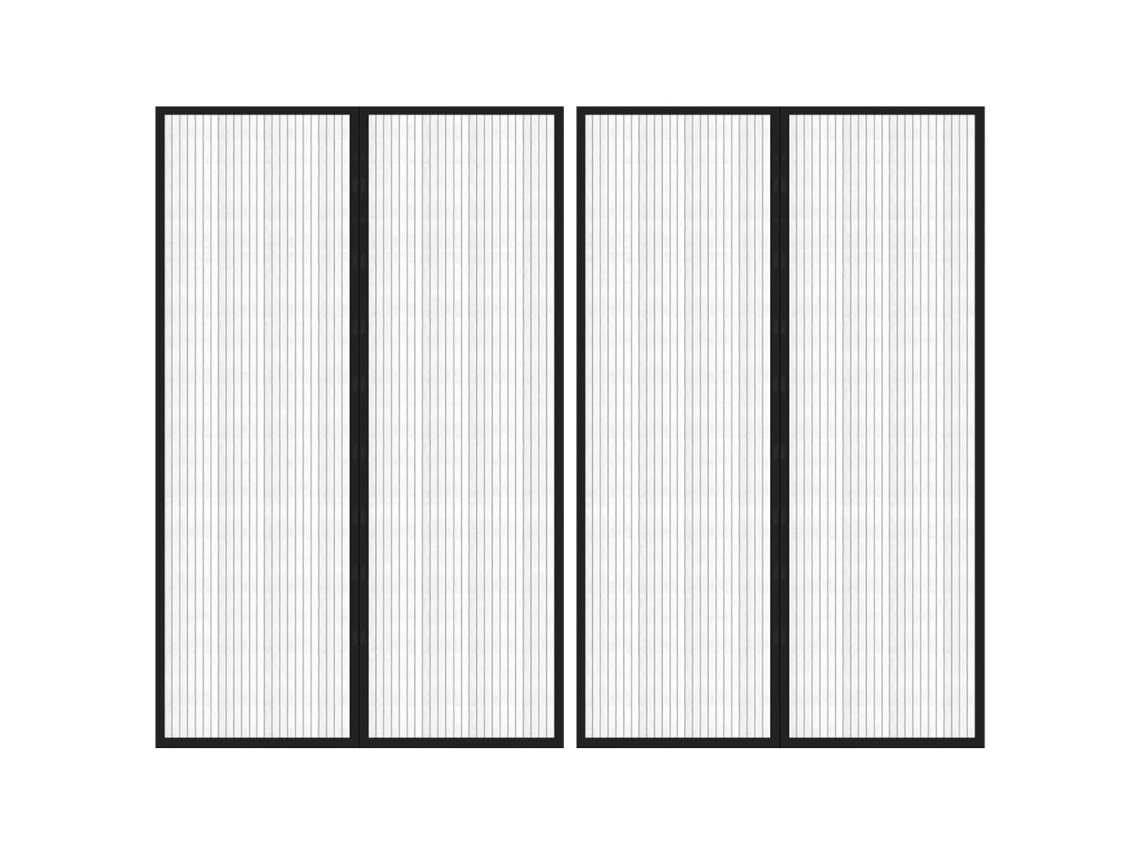 Vidaxl Cortinas De Porta Anti-insetos Magnéticas 2 Pcs 220x130cm Preto