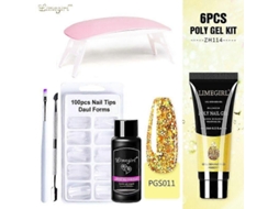Kit de Unhas Gel Poly com Lâmpada Uv 6w, Rápido Ferramentas para Manicure GOKOCO