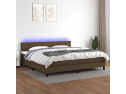 Cama Box Spring C/ Colchão/led 200x200cm Tecido Castanho-escuro