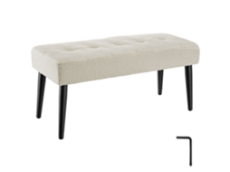 Banco TECTAKE Estofado em Tecido com Espuma de Alta Densidade, Pernas de Aço, Resistente 220kg, Bouclé Branco