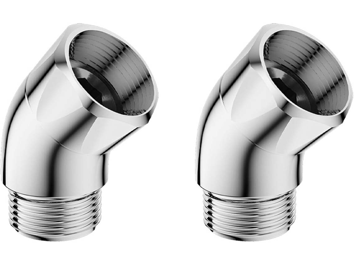 Conjunto de 2 Adaptadores Cotovelo 135 graus para Chuveiro, Conector Extensor de Braço Chuveiro, Adaptador de Metal