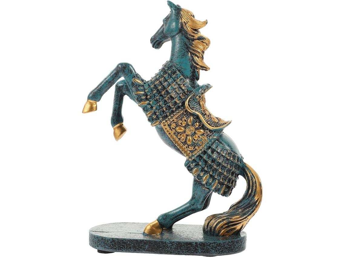 Ornamento Retrô De Cavalo De Guerra Azul Em Resina, Estatueta Decorativa Para Uso Interno, Estátua Em Miniatura.