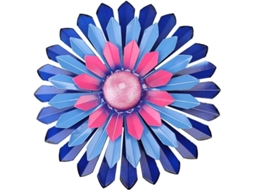 Decoración De Parede De Metal Em Forma De Flor Azul Para Interior E Exterior Jardim Lar