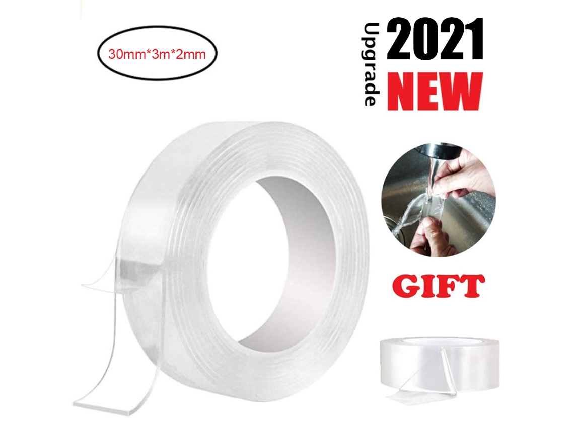 Fita Adesiva Dupla Face Nano 30mm3m2mm Limpável Reutilizável Transparente