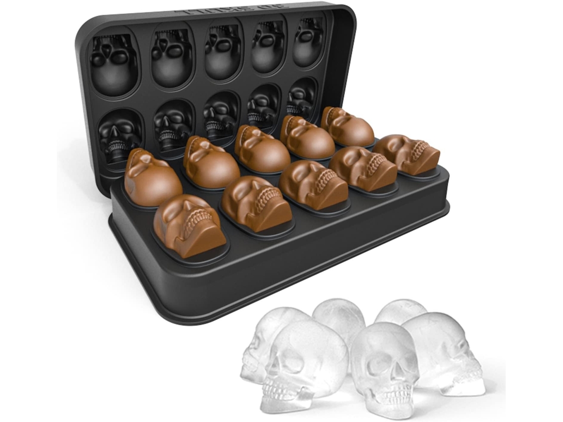 Forma De Gelo Formato Caveira Em Silicone, Sem Bpa, Fácil De Desenformar - Elysve