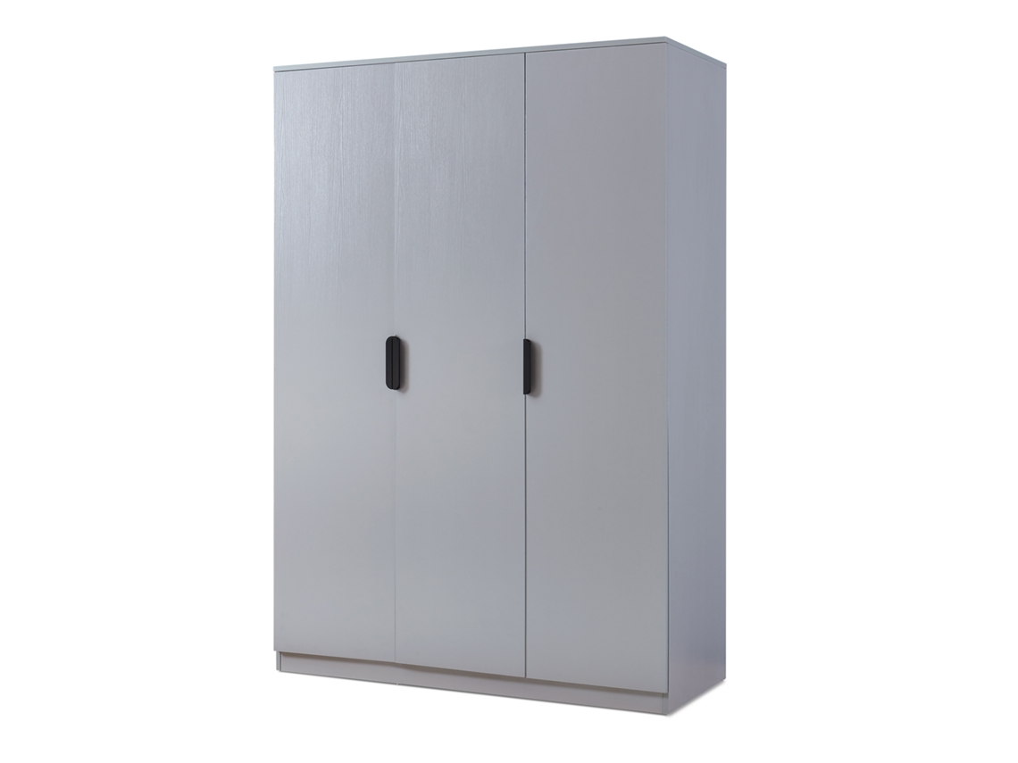 Roupeiro Eiselfing Mdf 176x120x52 Cm Cinzento [EN.CASA] (3 Portas 1 Bengaleiro 4 Compartimentos)
