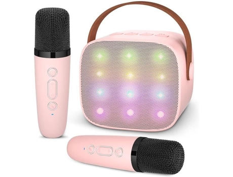 Máquina De Karaokê Amoune Microfones Sem Fio Efeitos De Voz Led Para Crianças