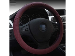 Capinha de Volante de Carro de Couro Microfibra Confortável Universal Diâmetro 38cm Vermelha (15")