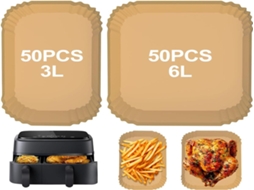 Lurelia Papel Para Air Fryer, 100 Unidades, Quadrado, 3 L, 6 L, Descartável, Livre De Bpa