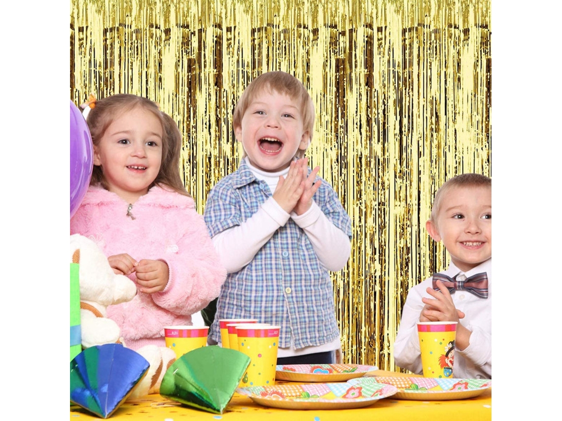Conjunto de 6 cortinas com glitter metálico e listras metálicas BRILVIBERA